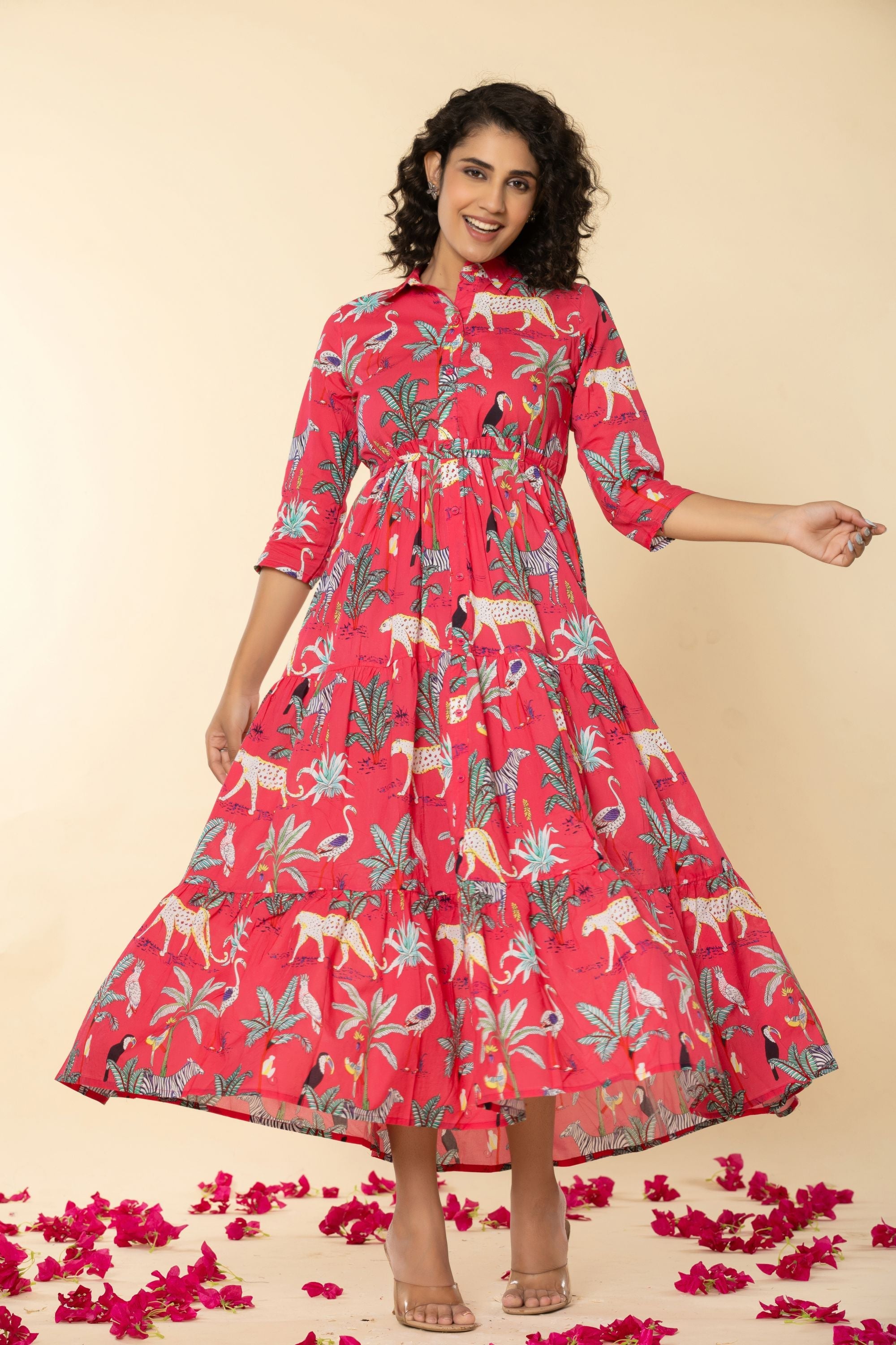 Catonic Figure Print One Piece Cotton Suit