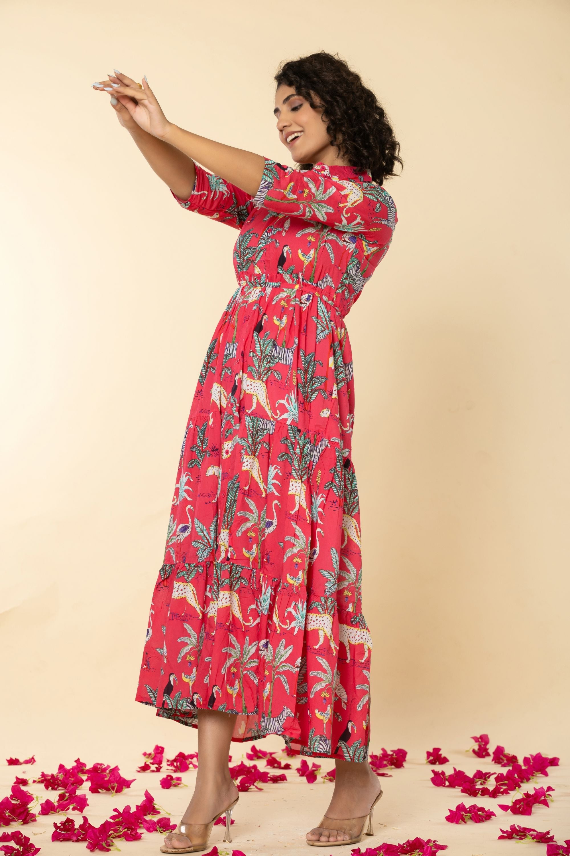Catonic Figure Print One Piece Cotton Suit