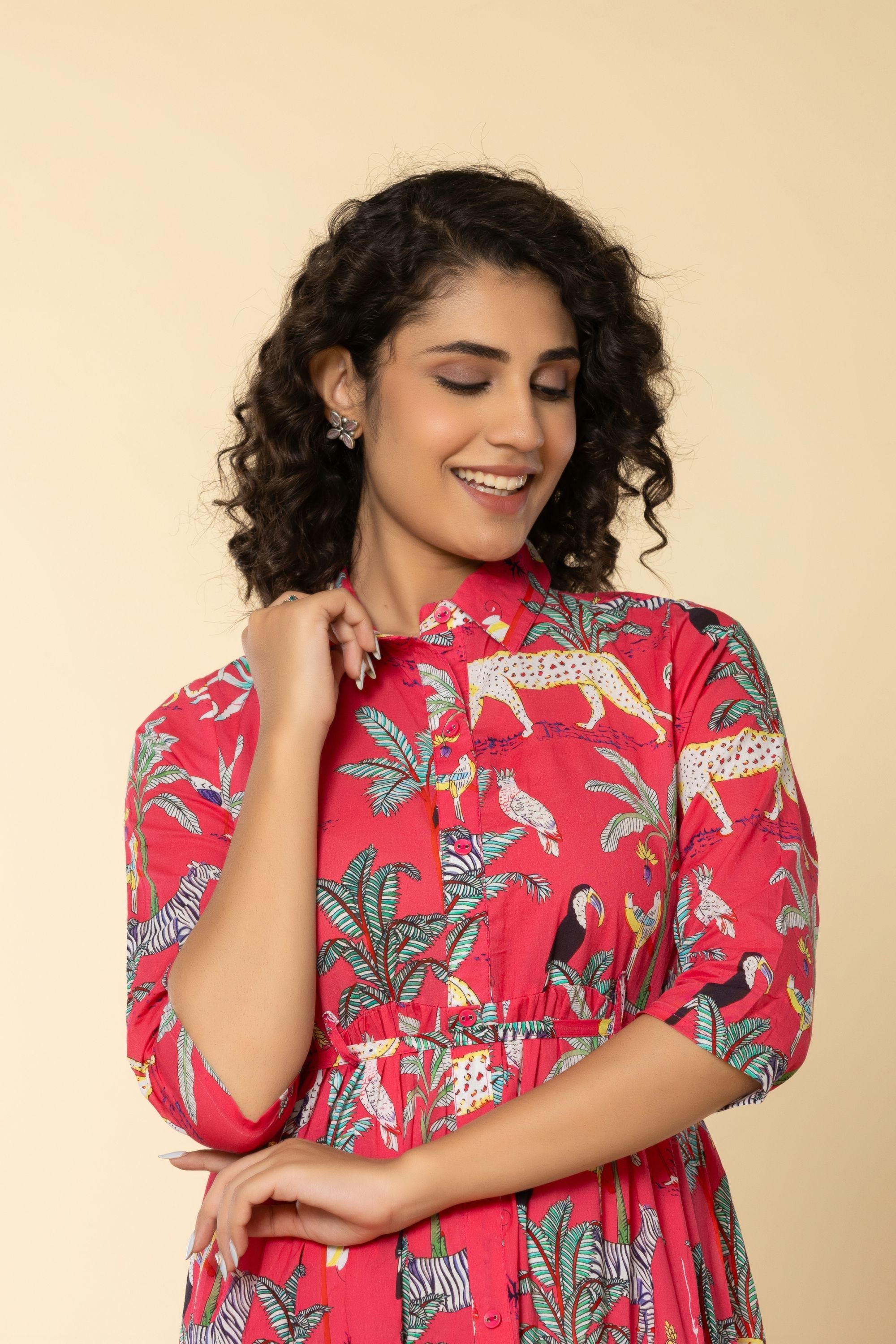 Catonic Figure Print One Piece Cotton Suit