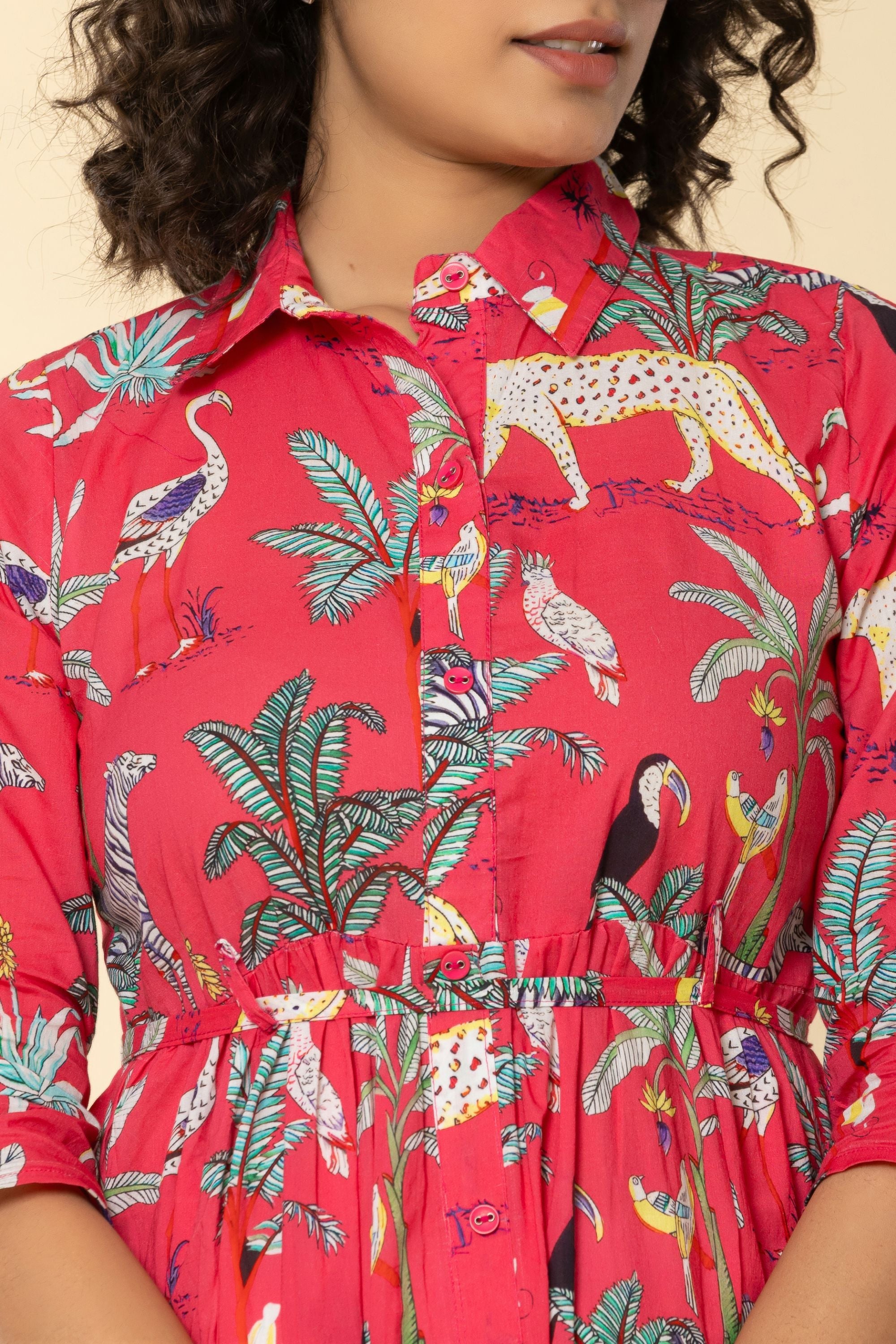 Catonic Figure Print One Piece Cotton Suit