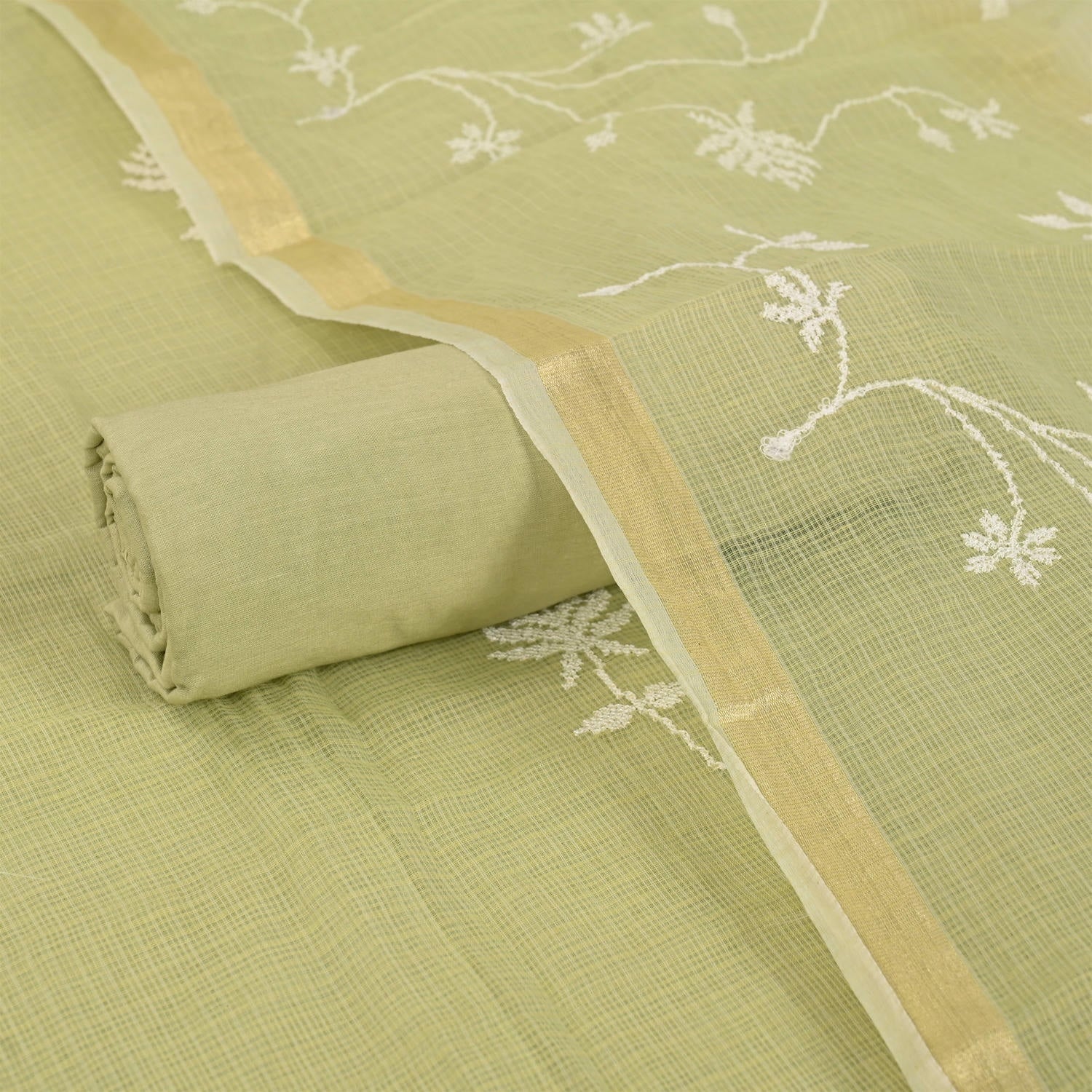 Celery Ice Green KotaDoriya Unstitched Suit Set