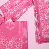 Cerise Pink Cotton Unstitched Suit Set