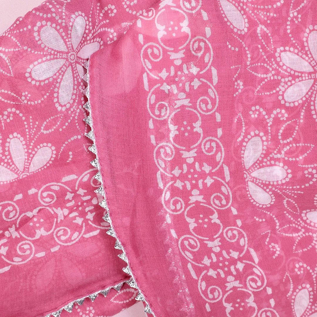 Cerise Pink Cotton Unstitched Suit Set