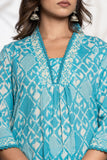 Cerulean Sky Cotton A Line Suit Set
