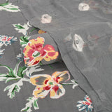 Charcol Grey Floral Cotton Unstitched Suit Set