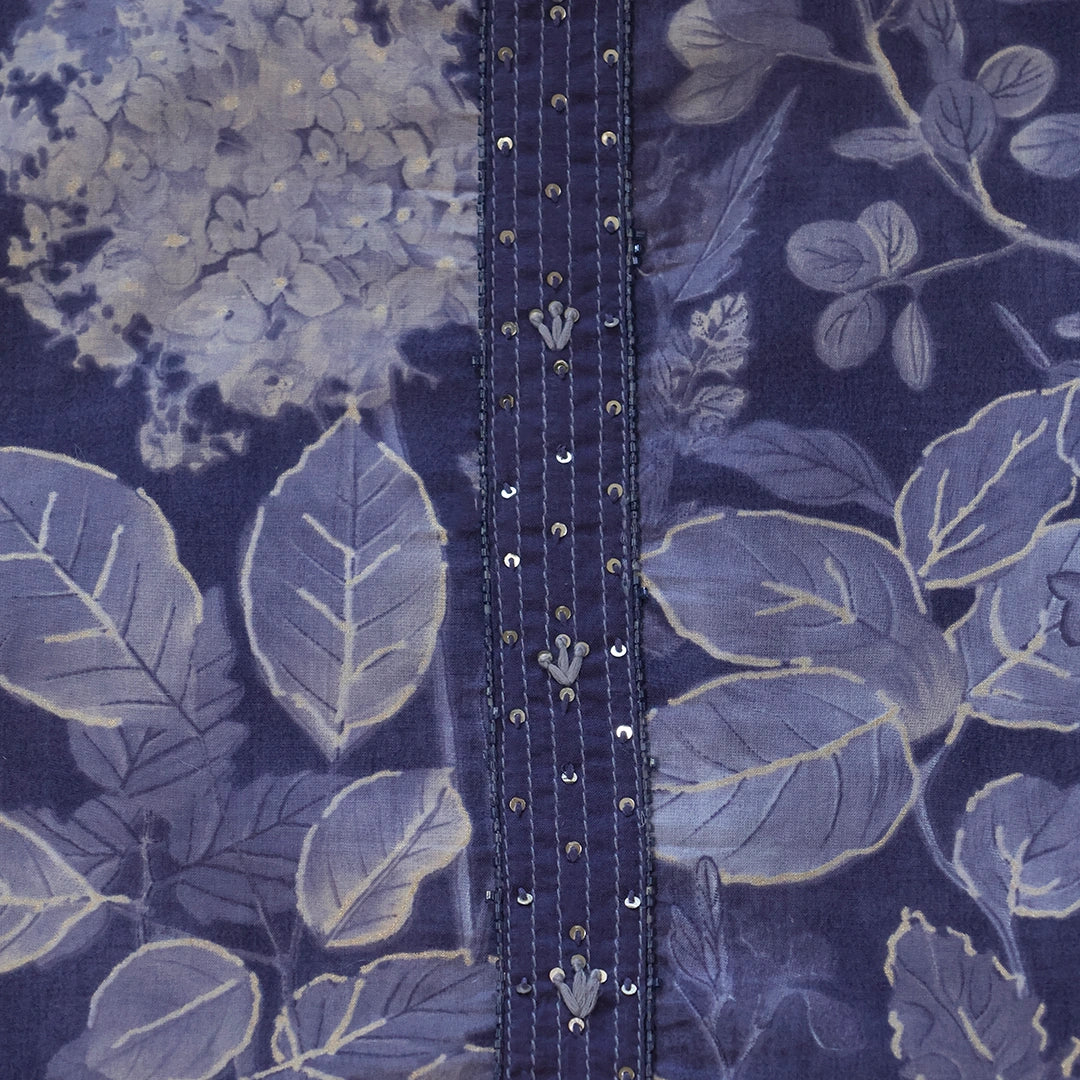 Charcola Grey Digital Print Cotton Unstitched Suit Set