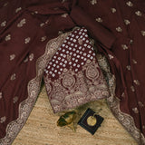 Choclate Brown Bhandhani Silk Unstitched Salwar Suit