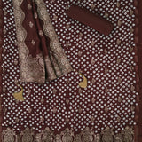 Choclate Brown Bhandhani Silk Unstitched Salwar Suit