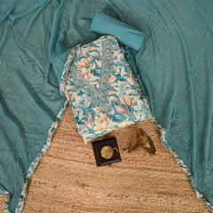 Classic Blue V Neck Cotton Suit Set