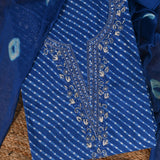 Cobalt Blue Mothra Cotton Unstitched Salwar Suit