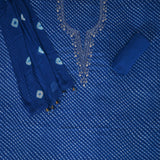 Cobalt Blue Mothra Cotton Unstitched Salwar Suit