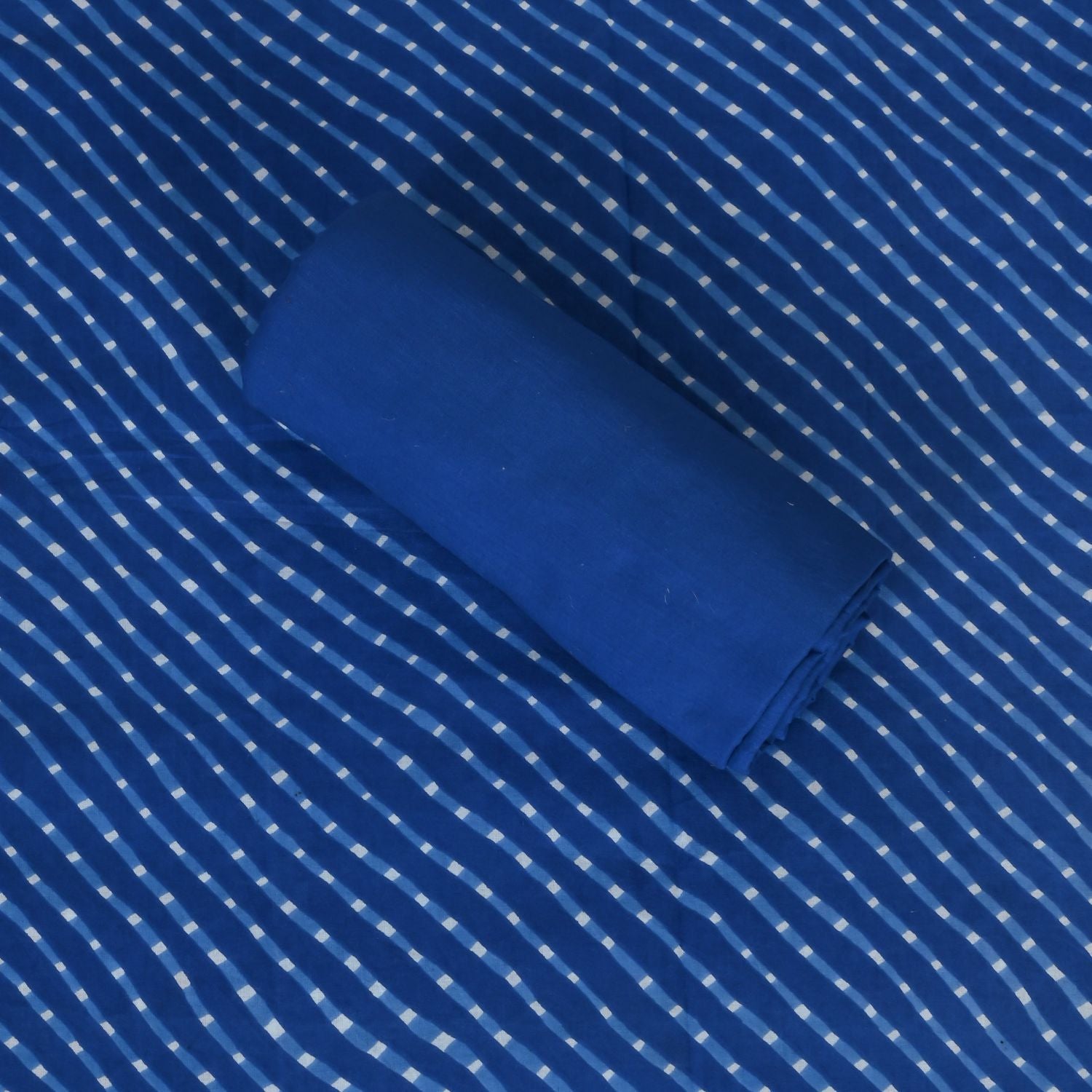 Cobalt Blue Mothra Cotton Unstitched Salwar Suit