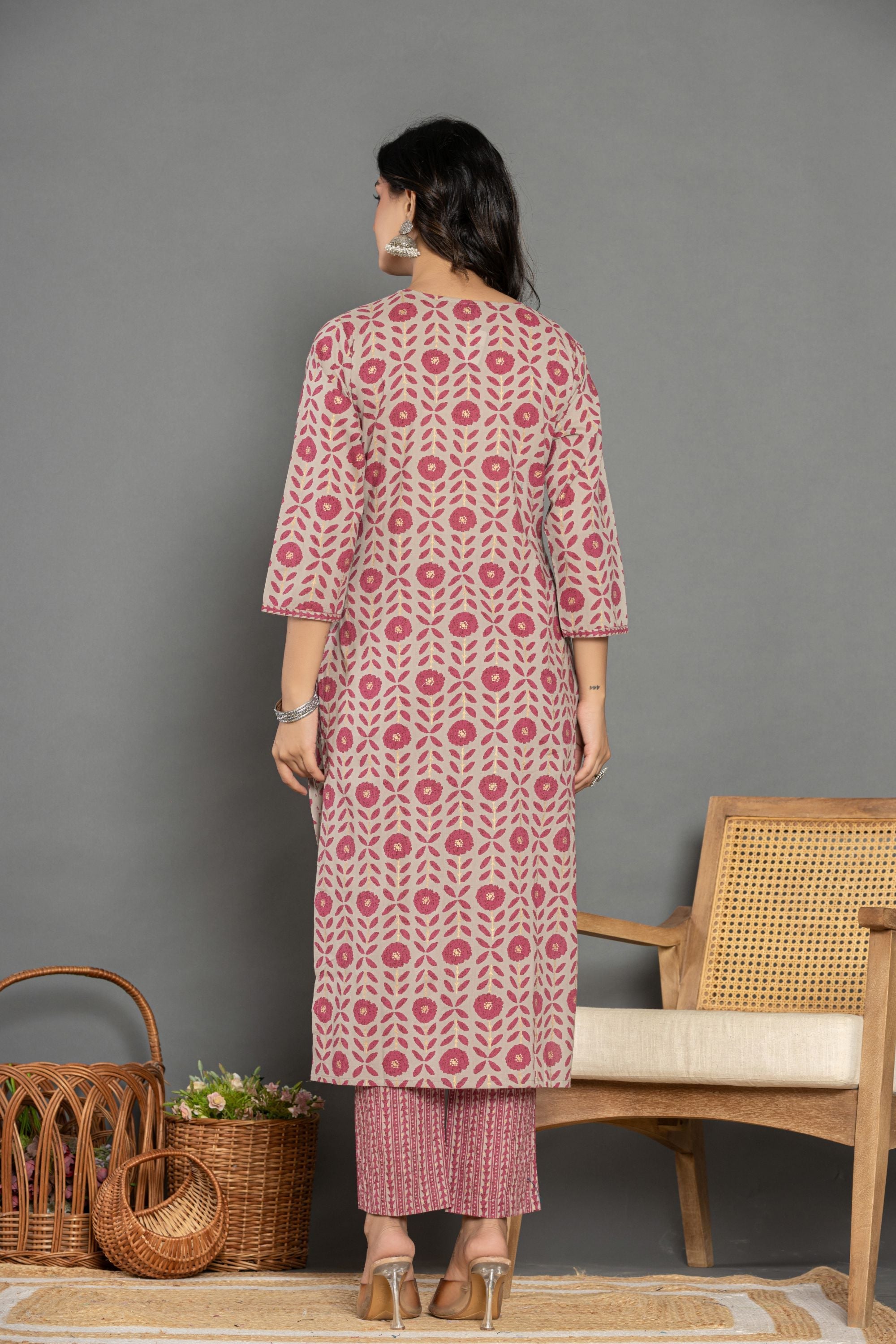 Cobalt Grey Cotton Suit Set
