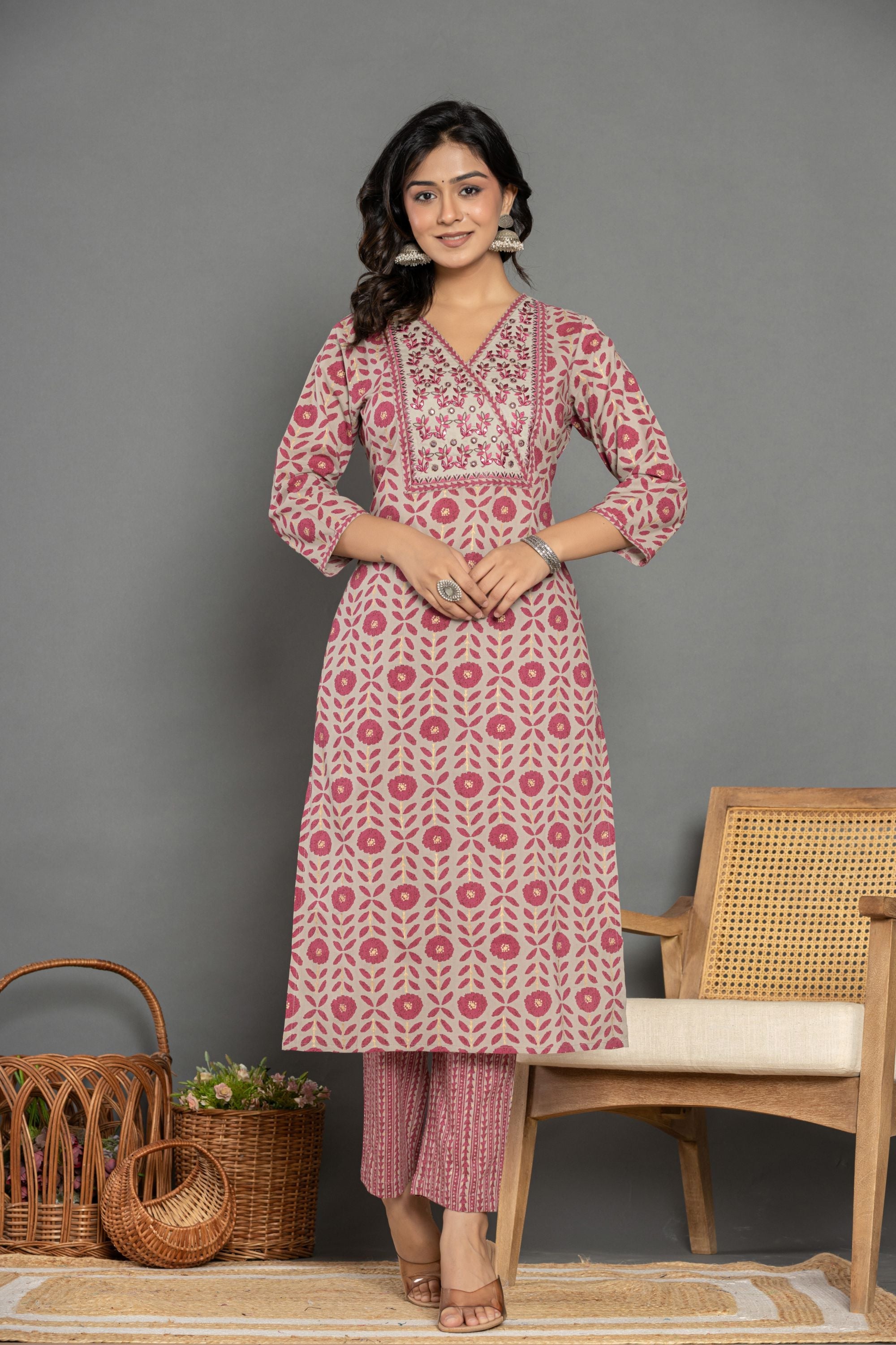 Cobalt Grey Cotton Suit Set