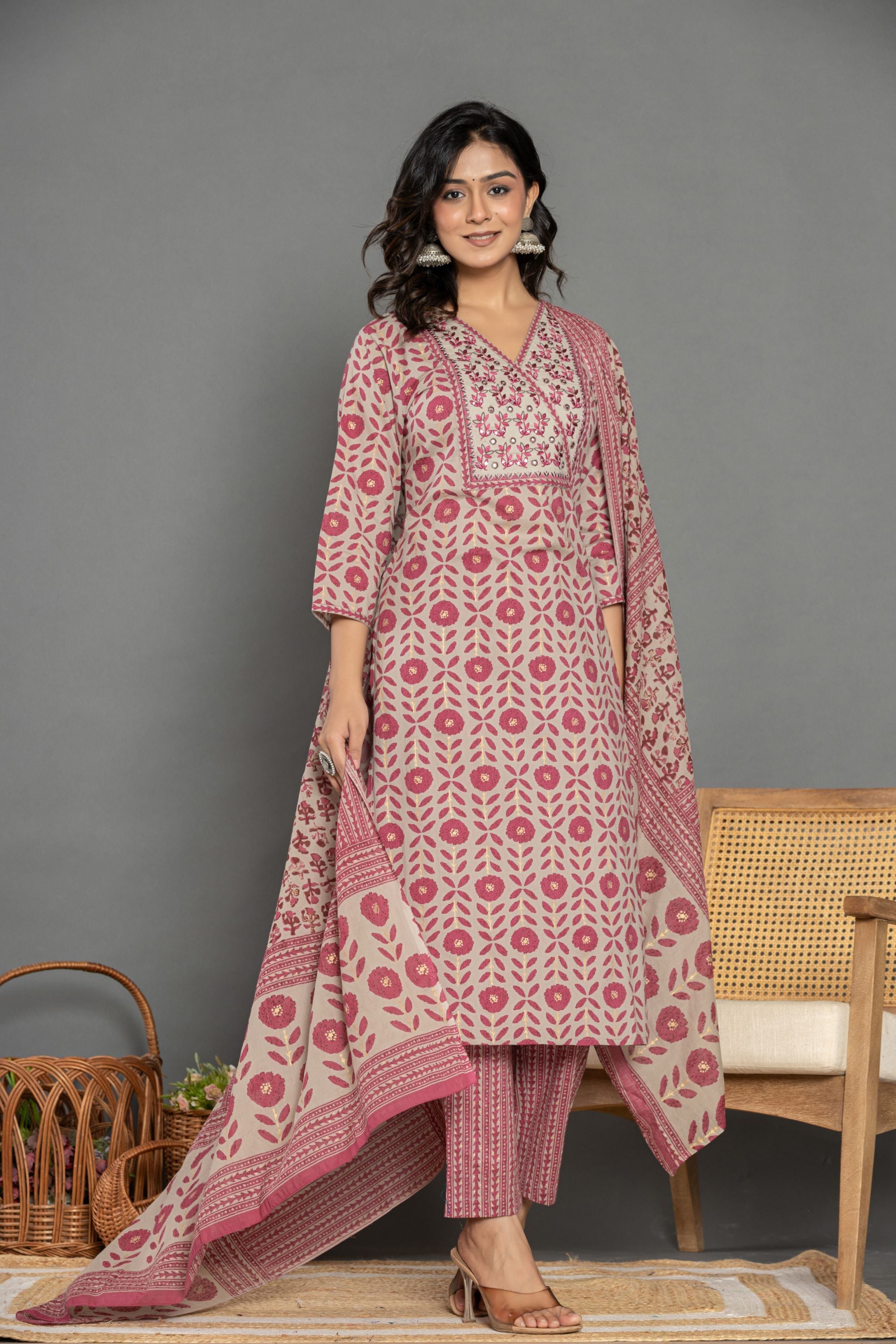 Cobalt Grey Cotton Suit Set