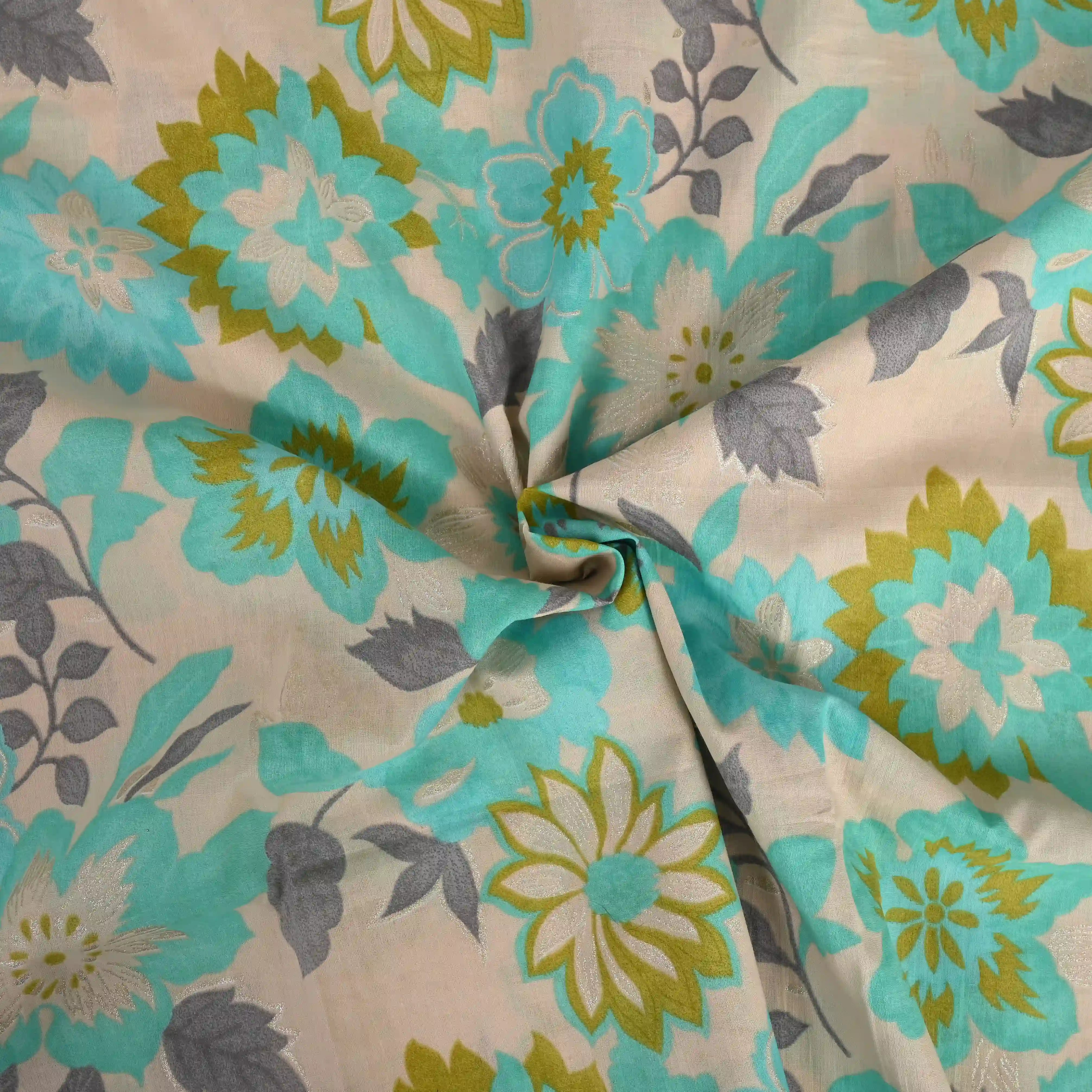 Colabia Blue Cotton Unstitched Suit Set