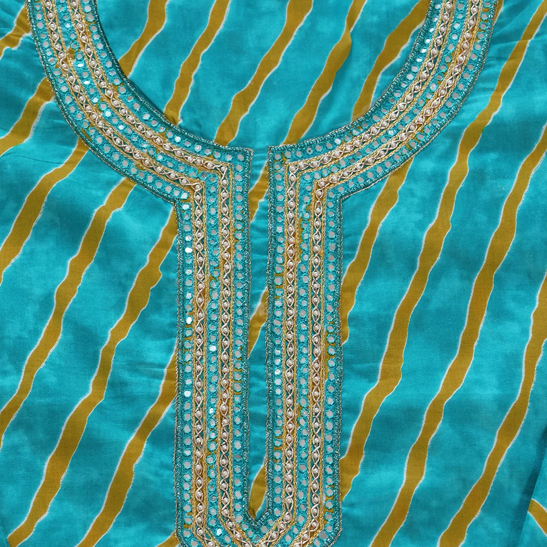 Contrast Leheriya Cotton Unstitched Suit Set