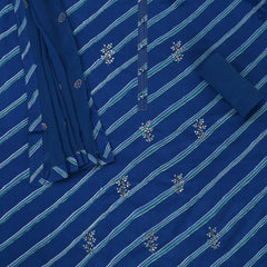 Contrasty Blue Leheriya Cotton Suit Set