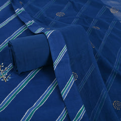 Contrasty Blue Leheriya Cotton Suit Set