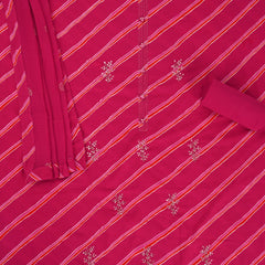 Contrasty Deep Pink Leheriya Cotton Suit Set