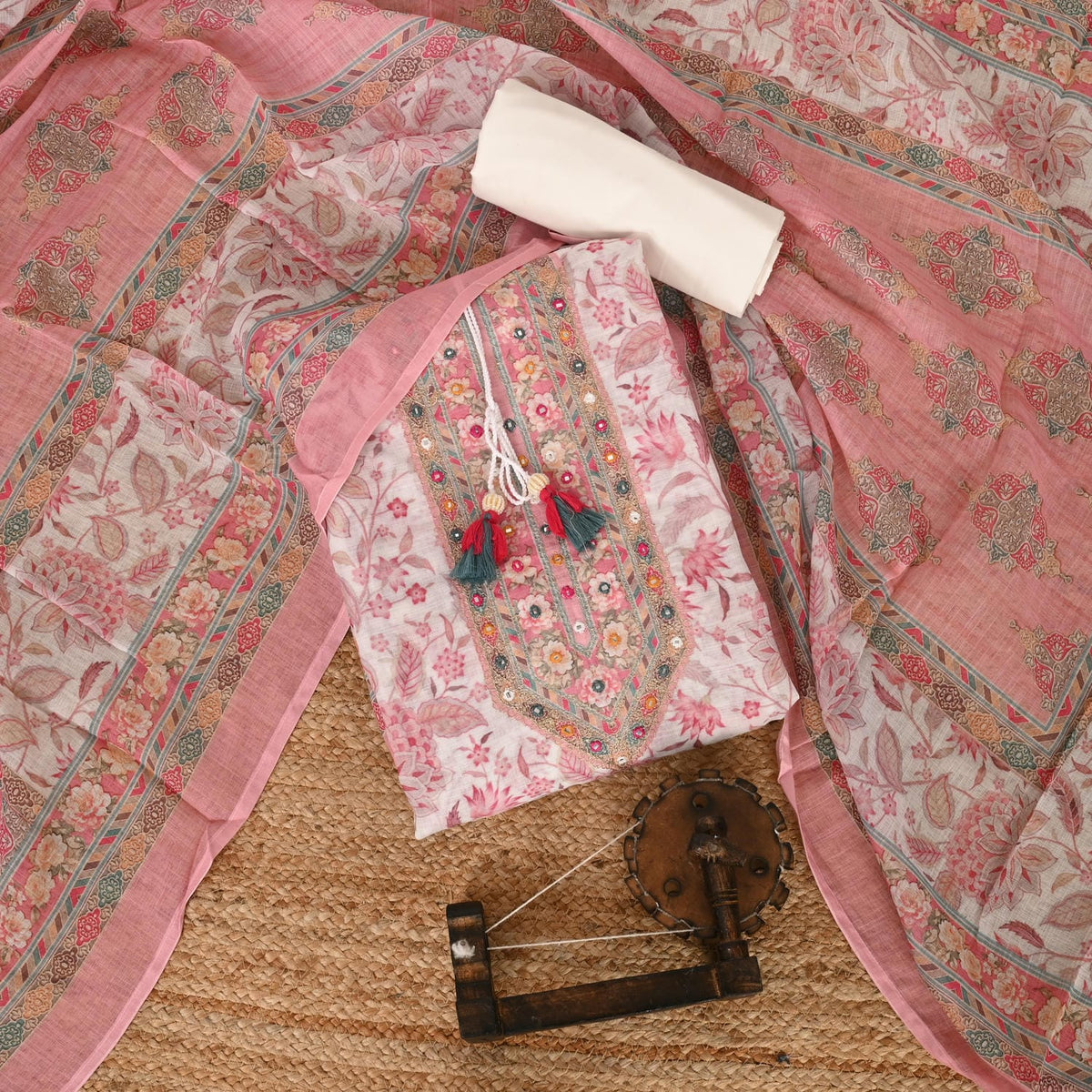 Cool Cream Kalamkari Linen Suit Set