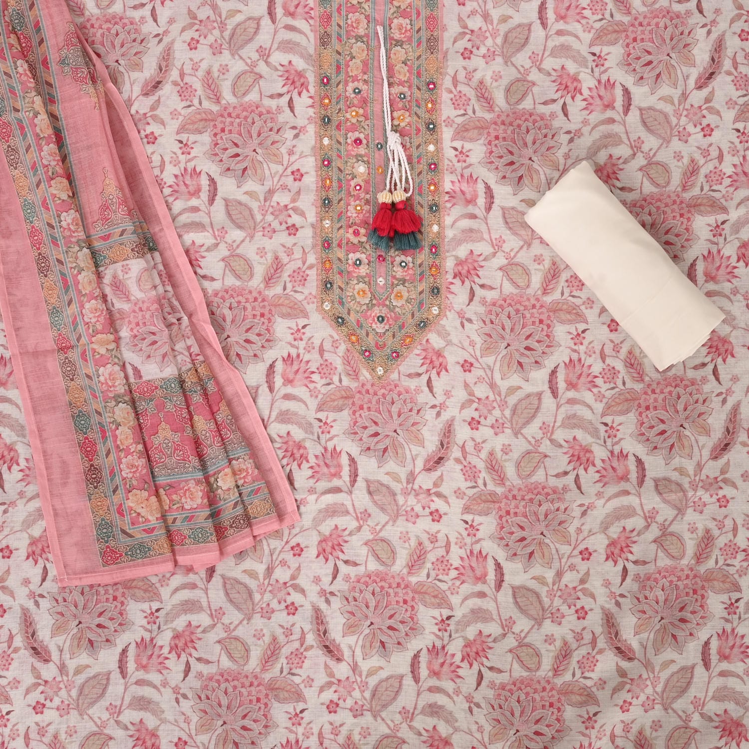 Cool Cream Kalamkari Linen Suit Set