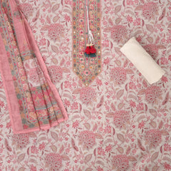 Cool Cream Kalamkari Linen Suit Set