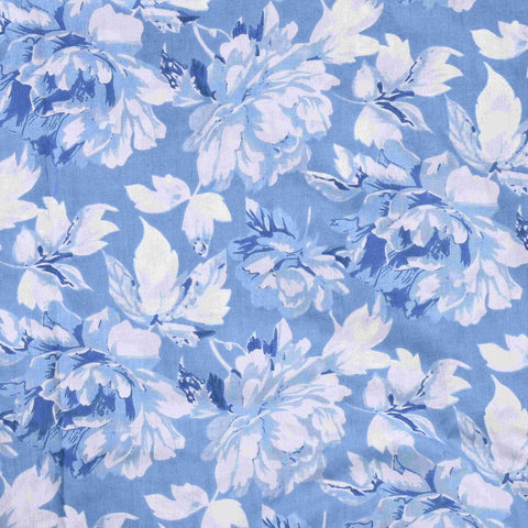 Cornflower Blue Flowry Cotton Unstitched Suit Set