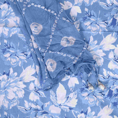 Cornflower Blue Flowry Cotton Unstitched Suit Set