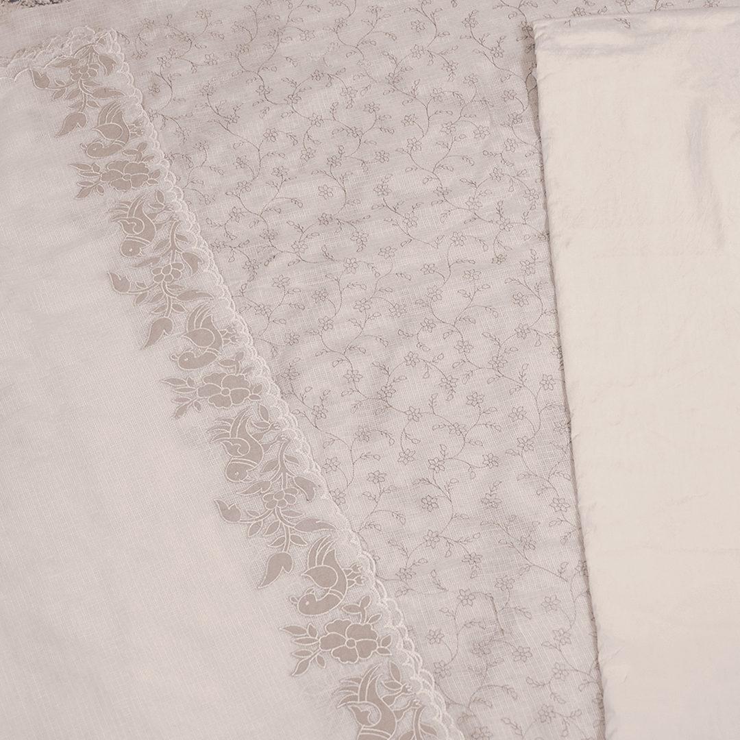 Cotton White Kota Doriya Unstitched Suit Set