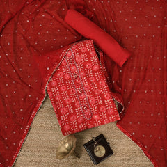 Crimson Red Cotton Suit Set