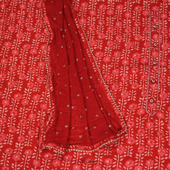 Crimson Red Cotton Suit Set