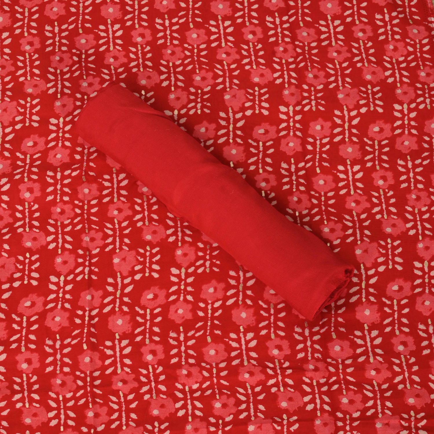 Crimson Red Cotton Suit Set