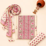 Cute Daisy Pink Cotton Unstitched Suit Set