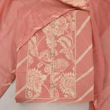 Cute Peach Leheriya Cotton Unstitched Suit Set