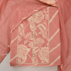 Cute Peach Leheriya Cotton Suit Set
