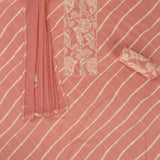 Cute Peach Leheriya Cotton Unstitched Suit Set