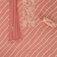 Cute Peach Leheriya Cotton Suit Set