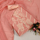 Cute Peach Leheriya Cotton Unstitched Suit Set