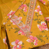 Cyber Yellow V Neck Cotton Unstitched Salwar Suit