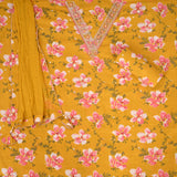 Cyber Yellow V Neck Cotton Unstitched Salwar Suit