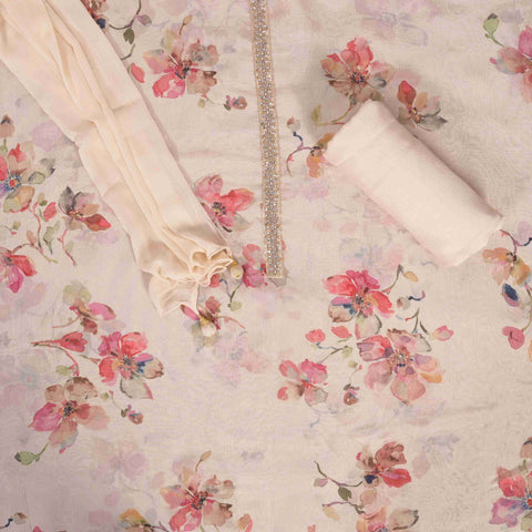 Daisy Cream Organza Suit Set