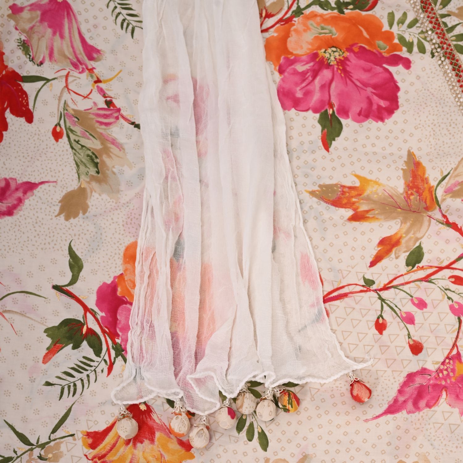 Daisy White Silk Unstitched Salwar Suit