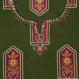 Dark Moss Kalamkari Print Cotton Unstitched Suit Set