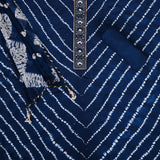 Deep Blue Shibori Crepe Unstitched Salwar Suit