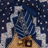 Deep Blue Shibori Crepe Unstitched Salwar Suit