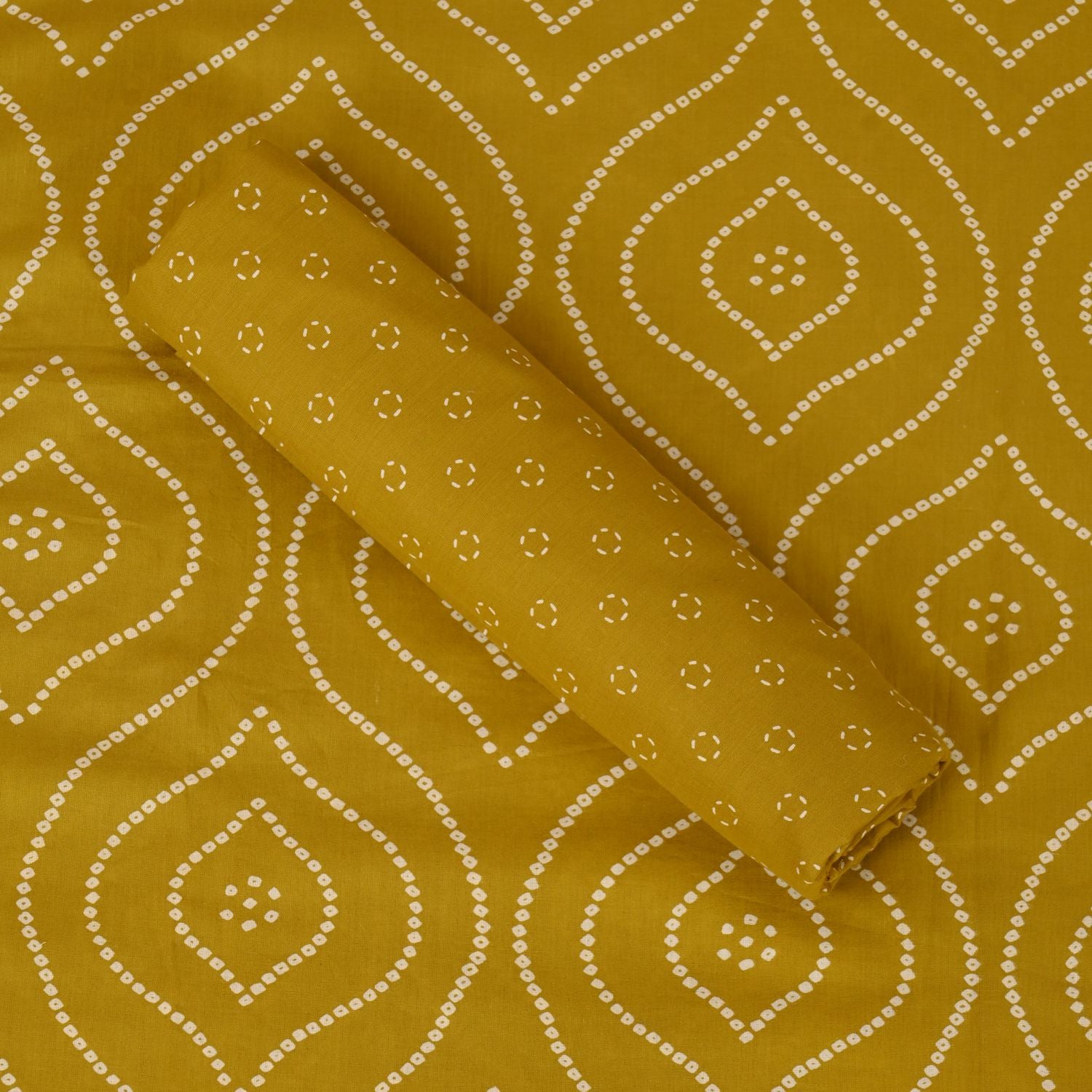 Dijon Mustard Bhandej Cotton Unstitched Salwar Suit