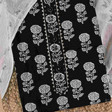Ebony Black Bagru Cotton Unstitched Suit Set