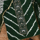 Elegant Green Crepe Shibori Unstitched Salwar Suit