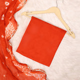 Elegant Orange Crepe Shibori Unstitched Salwar Suit